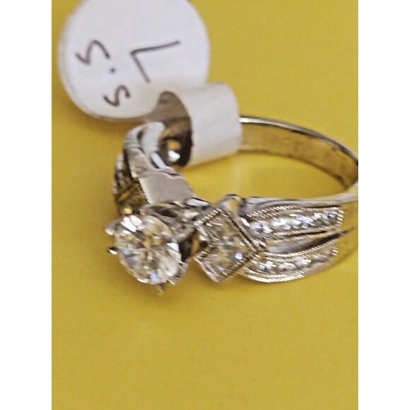 Italian Sterling Silver 925 Women's Size 7  Cubic Zirconia Engagement Cut - Picture 1 of 7